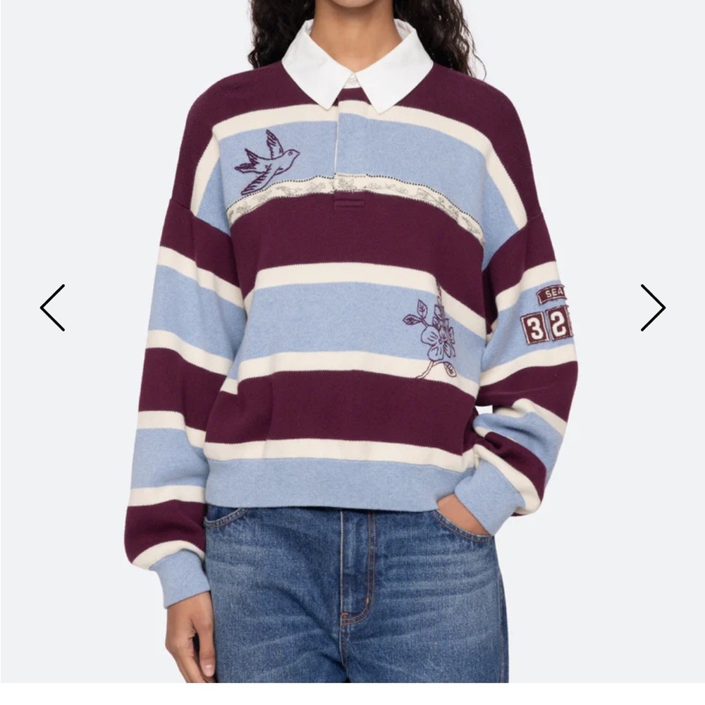 Sea New York Maroon and Blue Striped Top